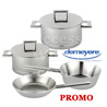 Set de d�part Demeyere s�rie de luxe JOHN PAWSON avec faitouts 18 et 20cm et 1 sauteuse conique de 20cm ainsi qu’une po�le � frire 24cm - convient pour tous feux dont INDUCTION - acier Inox 