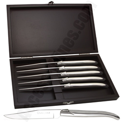 Coffret bois de 6 couteaux Laguiole tout inox