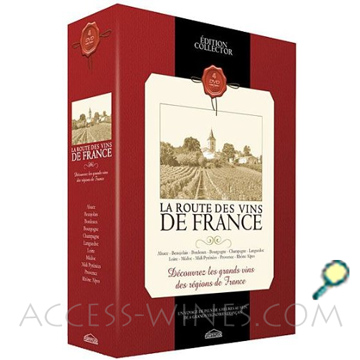 Vins de France, La route des vins de France en DVD, 
Alsace, Bordeaux, Rhne Alpes, Provence, Loire, Bourgogne, Beaujolais, Midi Pyrnes, Champagne, Languedoc, Mdoc, voyagez dans les plus beaux vignobles et terroirs de France ! Dcouvrez, vignoble par vignoble, les plus belles routes du vin de France : les diffrents cpages, mthodes de production et vinification, des interviews exclusives, conseils de choix et dgustation, des recettes compltes et leurs accords, des astuces de sommelier.
	