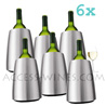 Cardborad of 6 VACUVIN RAPID ICE ELEGANT bucket for wine bottles cooling - brushed stainless steel  wine bottles not delivered 